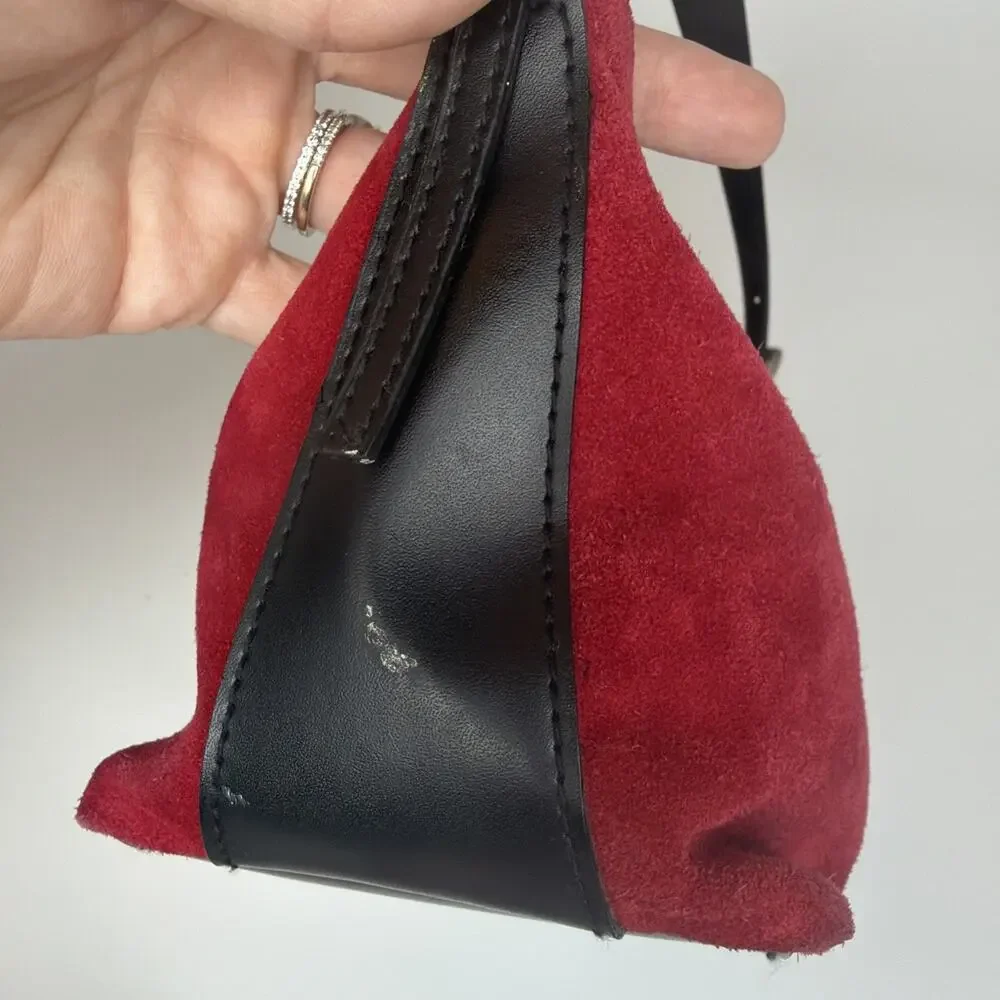 Kathy Ireland Y2K Mini Small Handbag Purse Red Leather Suede